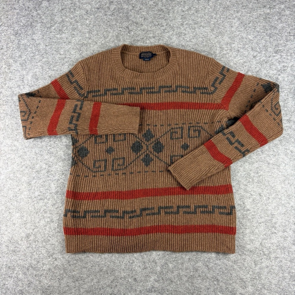 Pendleton Wool Sweater Westerly Southwest Boho Heritage Knit Women's Large Brown - Picture 2 of 8